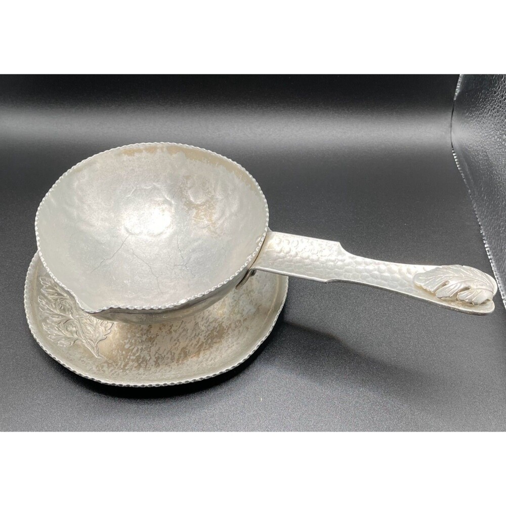 Vintage Continental Hand Wrought Hammered Aluminum Gravy Boat #610